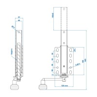 Bootsstütze einstellbar für Bootstrailer 40x40 mm ausdrehbar 385-535 mm 200 kg