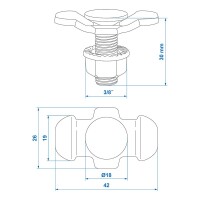 Stud Fitting Double mit Bolzen 3/8" im Blister