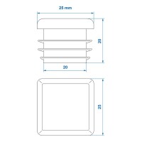 Endkappe 25x25mm 4 Stück im Blister