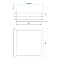 Endkappe 40x40mm 4 Stück im Blister