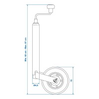Stützrad 48mm Metall-Felge mit Vollgummi-Reifen 200x50mm