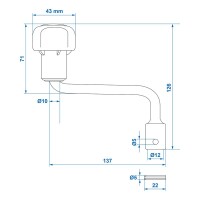 Hebel für Stützrad 48 mm Stahl Kurbel für Anhänger Wohnwagen Bugrad Deichselrad