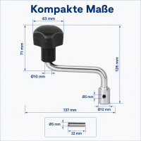 Hebel für Stützrad 48 mm Stahl Kurbel für Anhänger Wohnwagen Bugrad Deichselrad