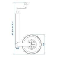 Stützrad 48mm Kunststoff-Felge mit PU-Reifen 260x85mm