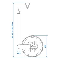 Stützrad 48mm Metall-Felge mit Luftreifen 260x85mm