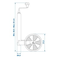 Stützrad 48mm Kunststoff-Felge mit Vollgummi-Reifen 220x70mm