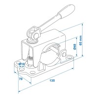 Klemmschelle 48mm Guss mit Klappknebel für Stützrad
