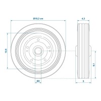 Ersatzrad für Stützrad Metall-Felge mit Vollgummi-Reifen 200x50mm