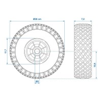 Ersatzrad für Stützrad Kunststoff-Felge mit PU-Reifen 260x85mm