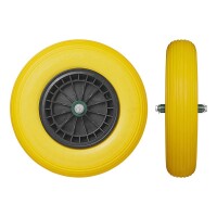 PU-Reifen mit Kunststoff-Felge 16" 4.00-8 inkl. Achse 20mm
