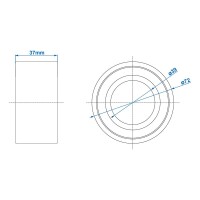 Kompaktlager 39/72x37mm universeel - Kein Originalersatzteil - Nachbau - Hohe Qualität
