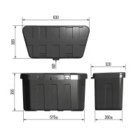 Aufbewahrungsbox Deichsel Kunststoff 320 x 630 x H355mm inkl. M-S