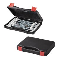 Zelthering 20 cm Metal schraubbar mit Kunststoffhaken + Adapter - Set von 20 Stück im Koffer