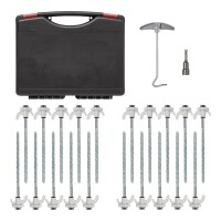 Zelthering 20 cm Metal schraubbar mit Kunststoffhaken + Adapter - Set von 20 Stück im Koffer