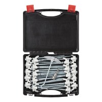 Zelthering 20 cm Metal schraubbar mit Kunststoffhaken + Adapter - Set von 20 Stück im Koffer