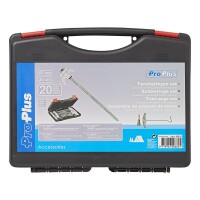 Zelthering 20 cm Metal schraubbar mit Kunststoffhaken + Adapter - Set von 20 Stück im Koffer