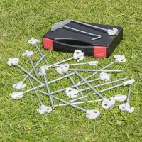 Felsbodenhering 20 cm Metal mit Kunststoffhaken - Set von 20 Stück im Koffer