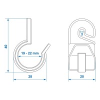 Innenzelthaken 19-22mm mit Haken