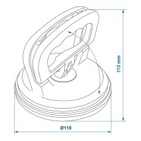 Saugheber Aluminium mit 1 Saugnapf