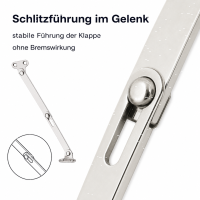4x Klappenhalter 300 mm für Wohnmobilmöbel – Stahl vernickelt, rechts & links verwendbar