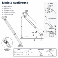 4x Klappenhalter 300 mm für Wohnmobilmöbel – Stahl vernickelt, rechts & links verwendbar