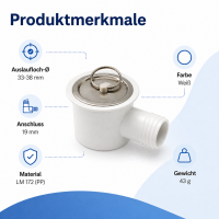 Winkelablauf Ablauf Dusche Waschbecken 19mm Wohnmobil Wohnwagen